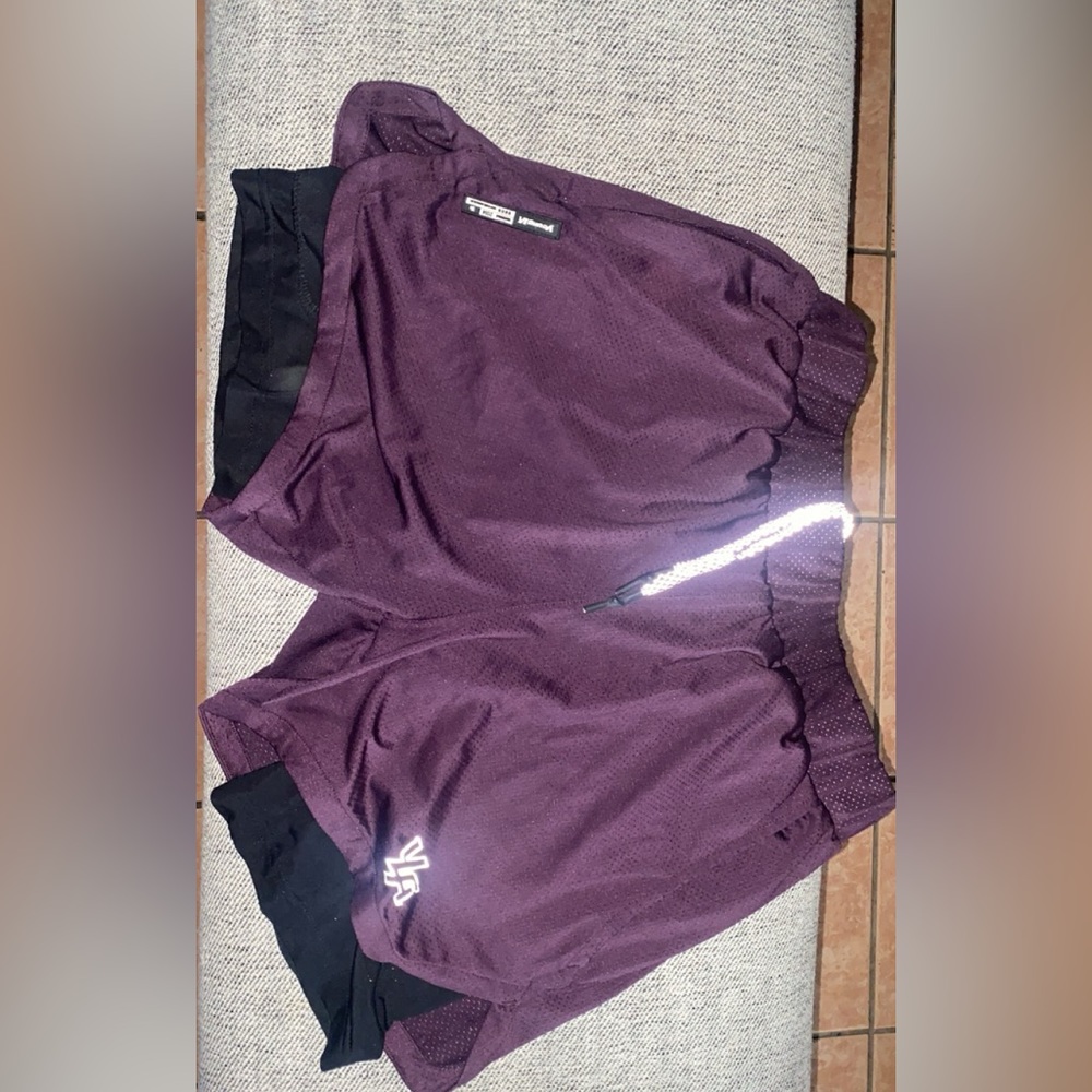 Burgundy/black youngla compression shorts